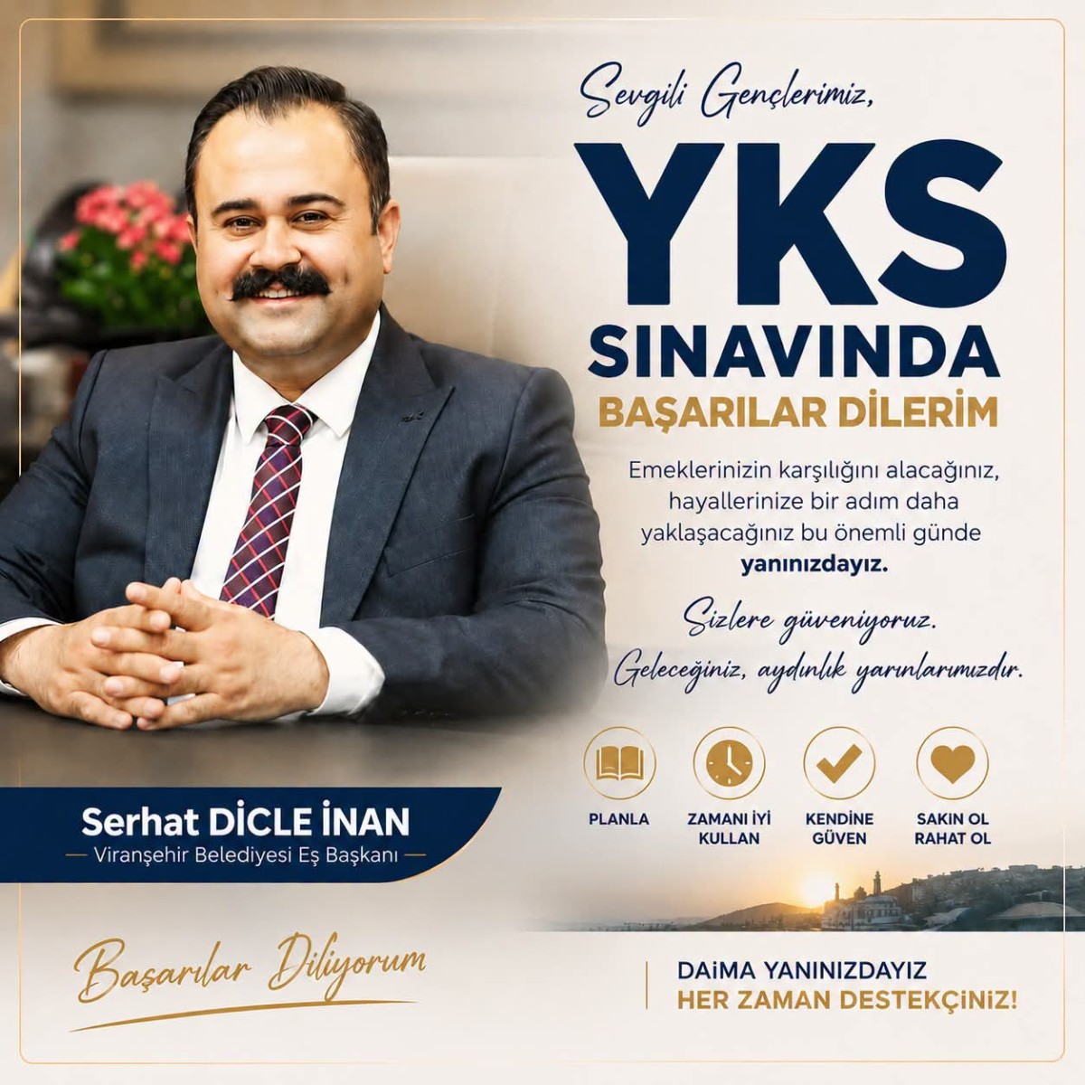 Başkan Serhat Dicle İnan’dan YKS’ye Girecek Öğrencilere Destek ve Başarı Mesajı