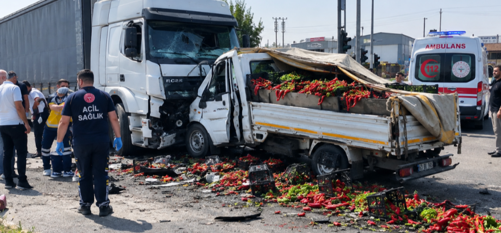 Siverek’te Tır ile Biber Yüklü Kamyonet Çarpıştı: 3 Yaralı